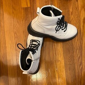 Madden Girl Black and White Lace-Up Boots